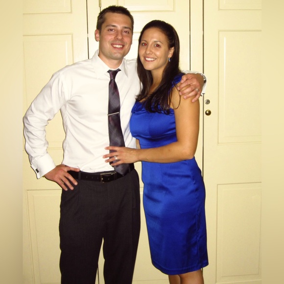 Donna Ricco Bright Royal Blue Satin Dress - Picture 6 of 6